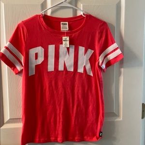 VS Pink T-Shirt. Hot pink in color.